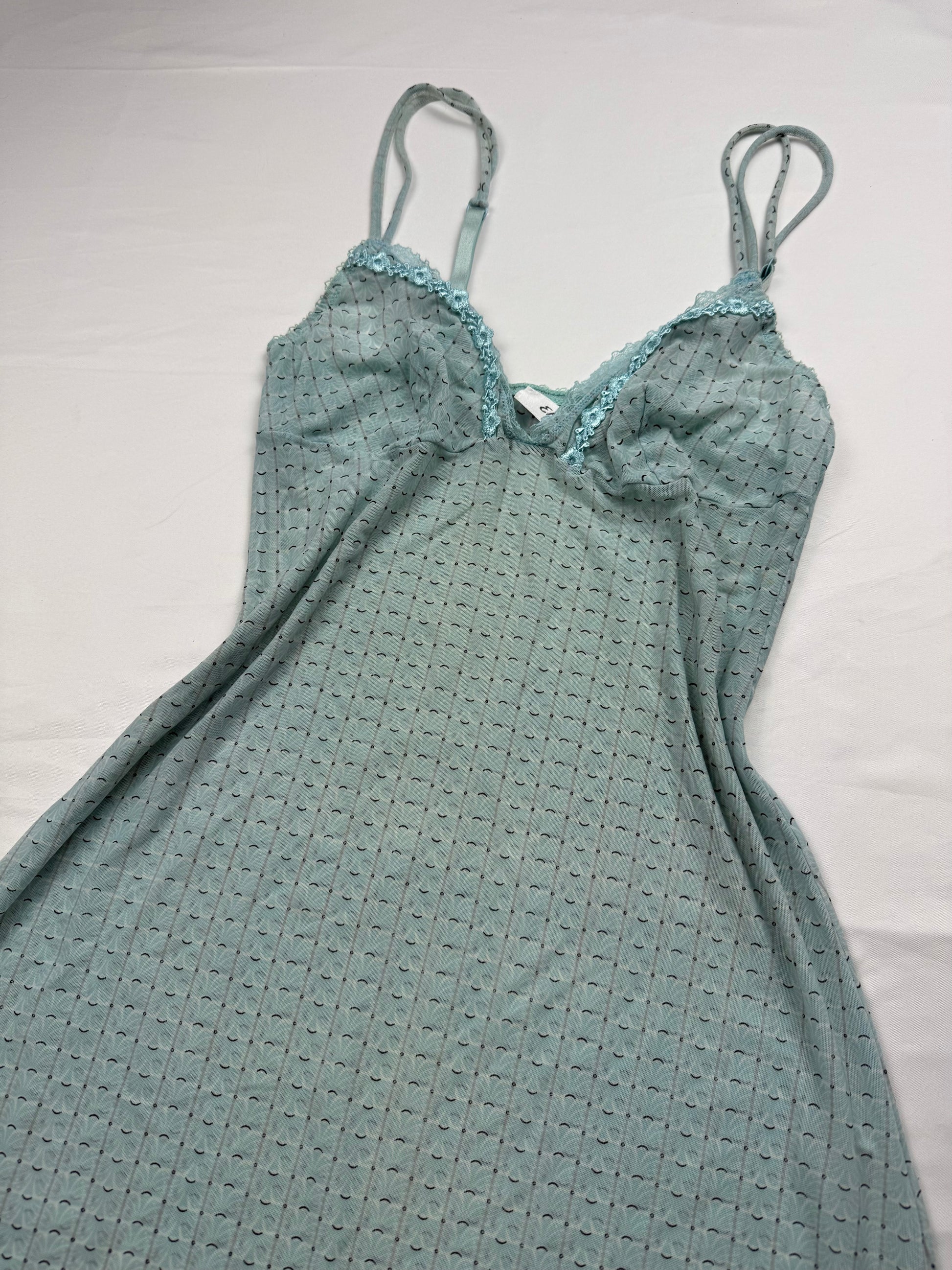 Baby blue mesh babydoll mini dress (M)