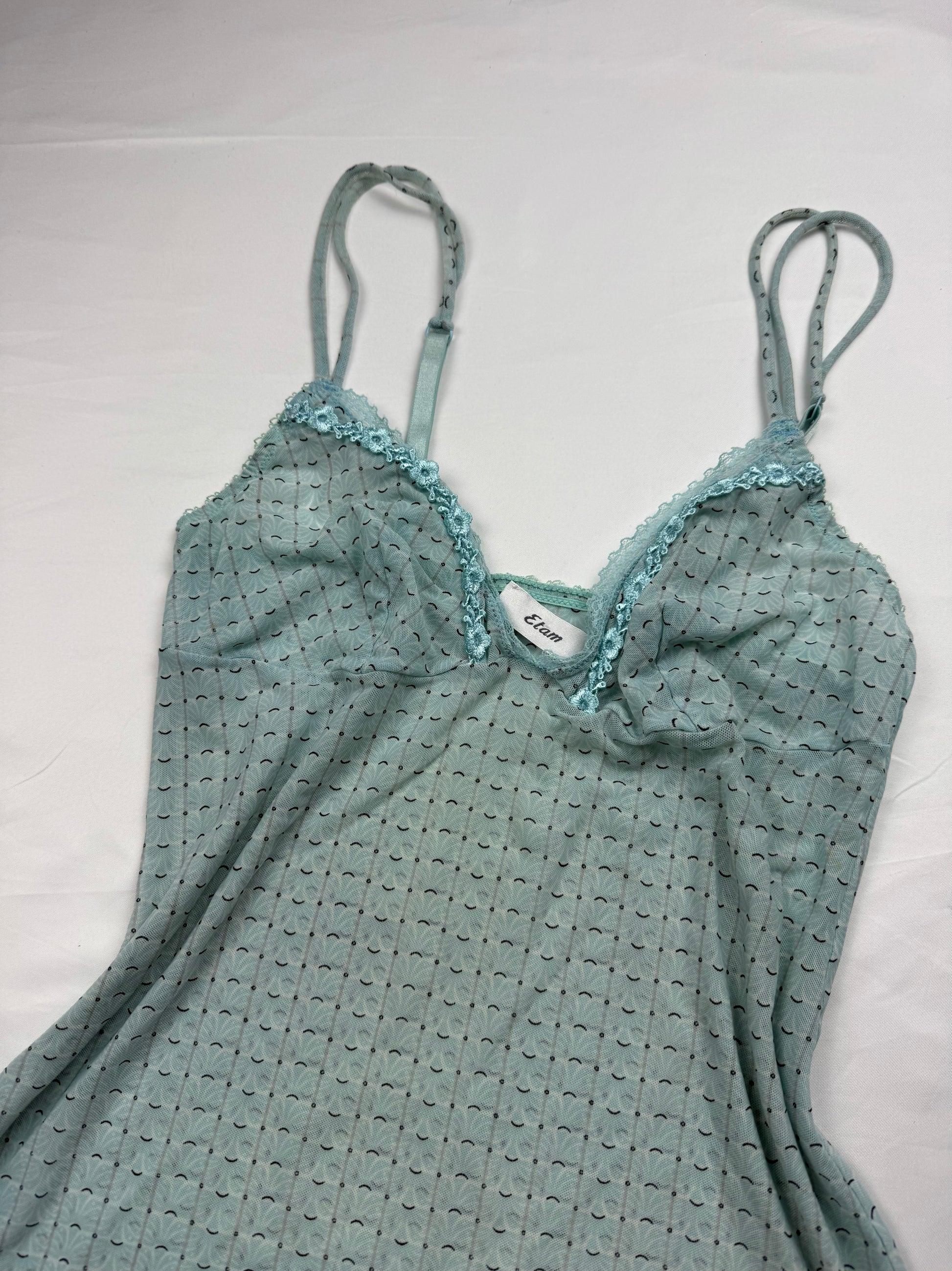 Baby blue mesh babydoll mini dress (M)