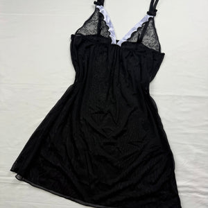 Black lycra & mesh babydoll mini dress (S)