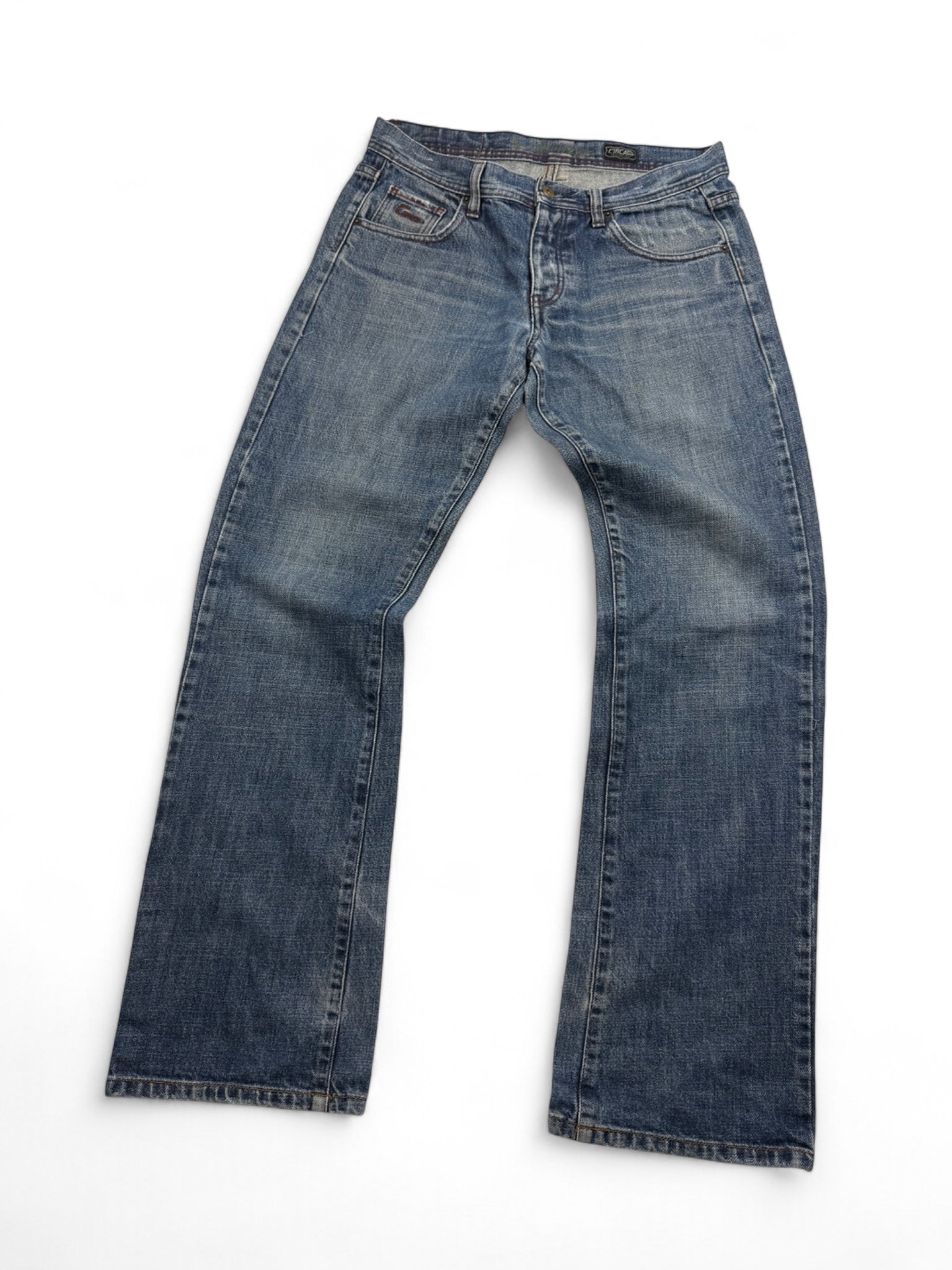 Blue denim low waist baggy pants (L)