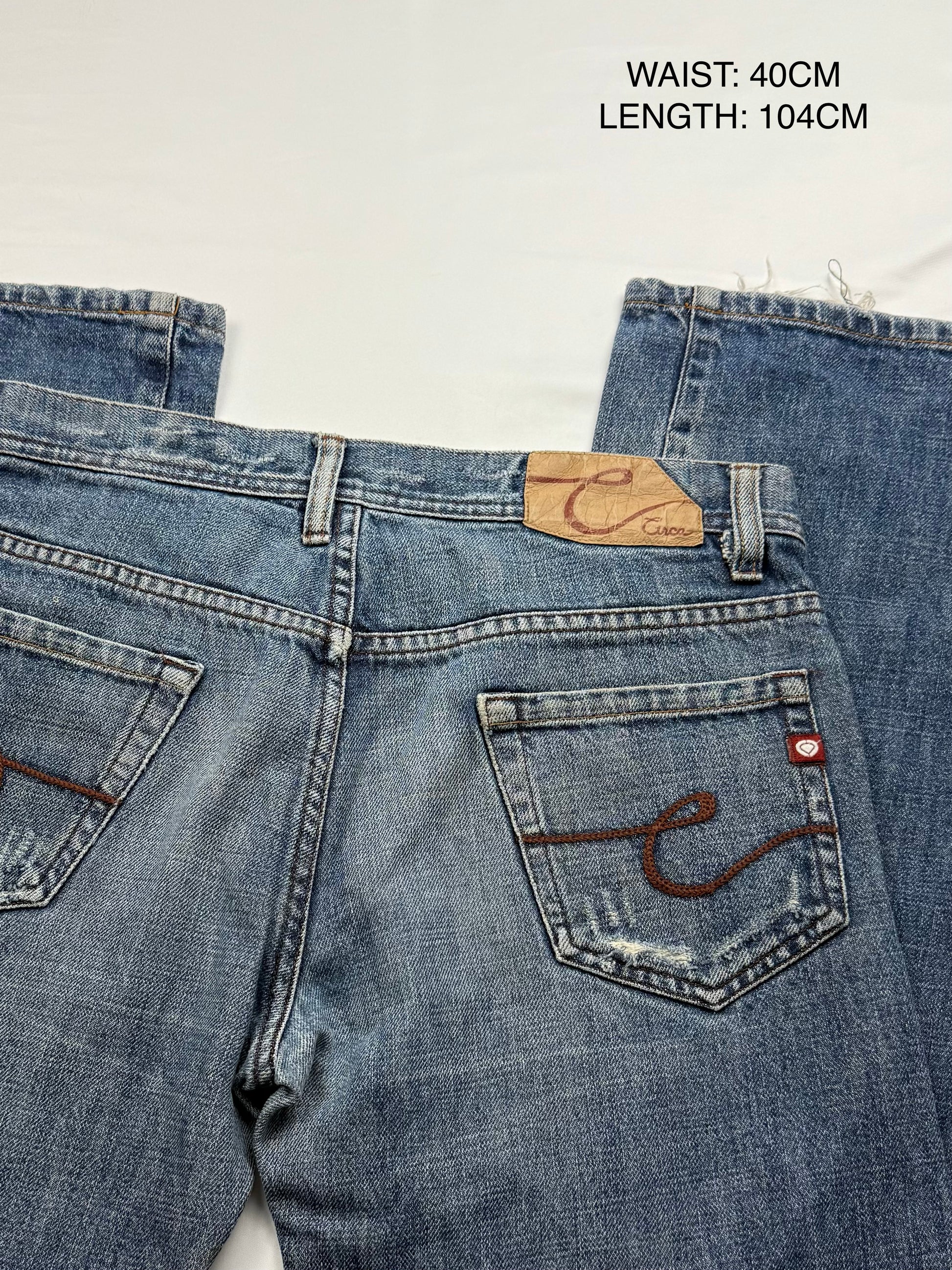 Blue denim low waist baggy pants (L)