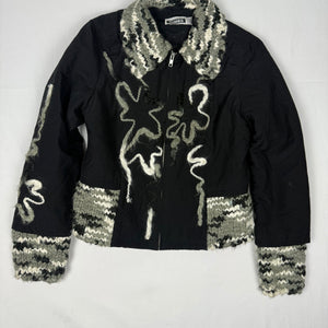 Black embroidered biker jacket (M)