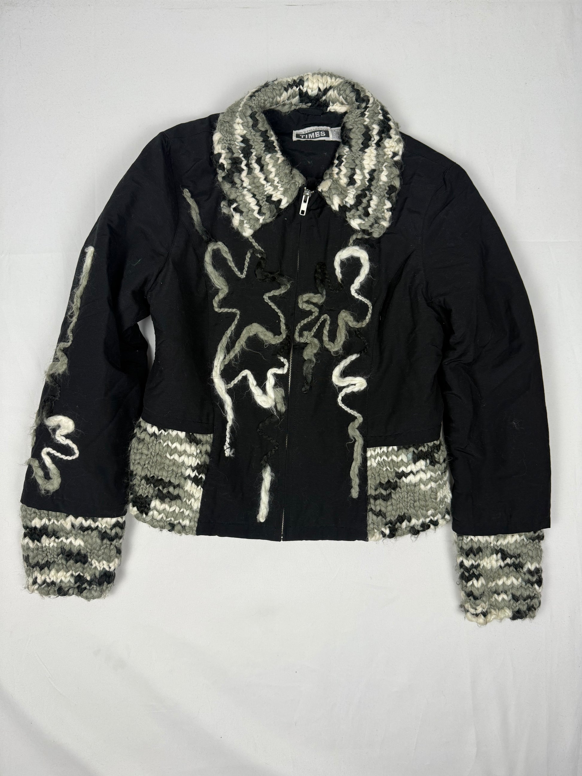 Black embroidered biker jacket (M)