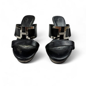 Black real leather platform heels (37)