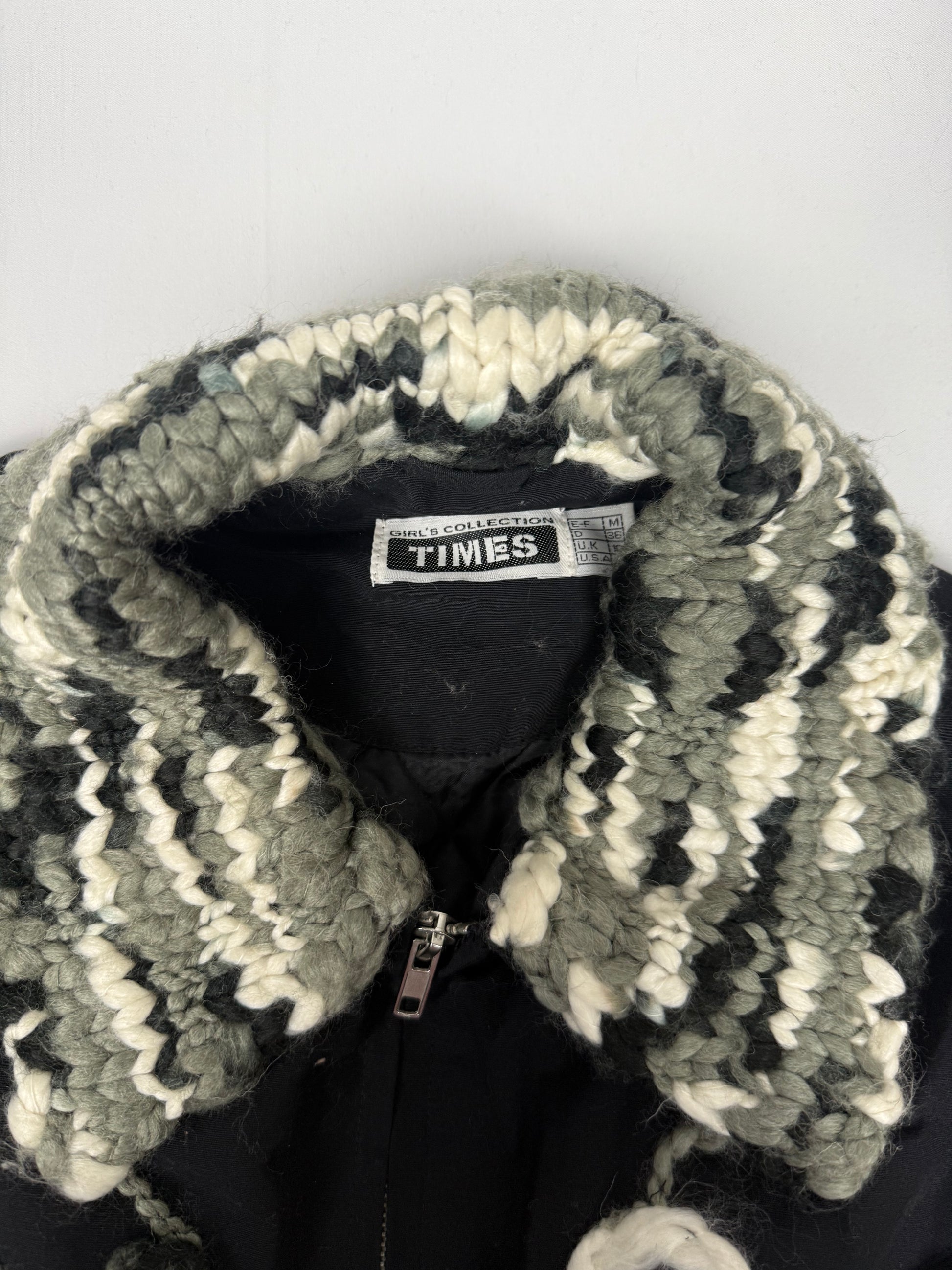 Black embroidered biker jacket (M)