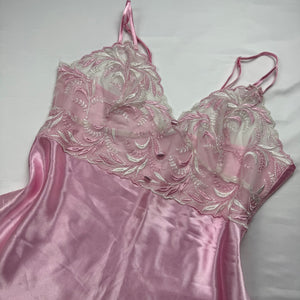 Baby pink silky floral mesh cami top + pants (M/L)