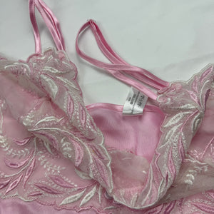 Baby pink silky floral mesh cami top + pants (M/L)