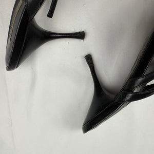 Black real leather heels sandals (37)
