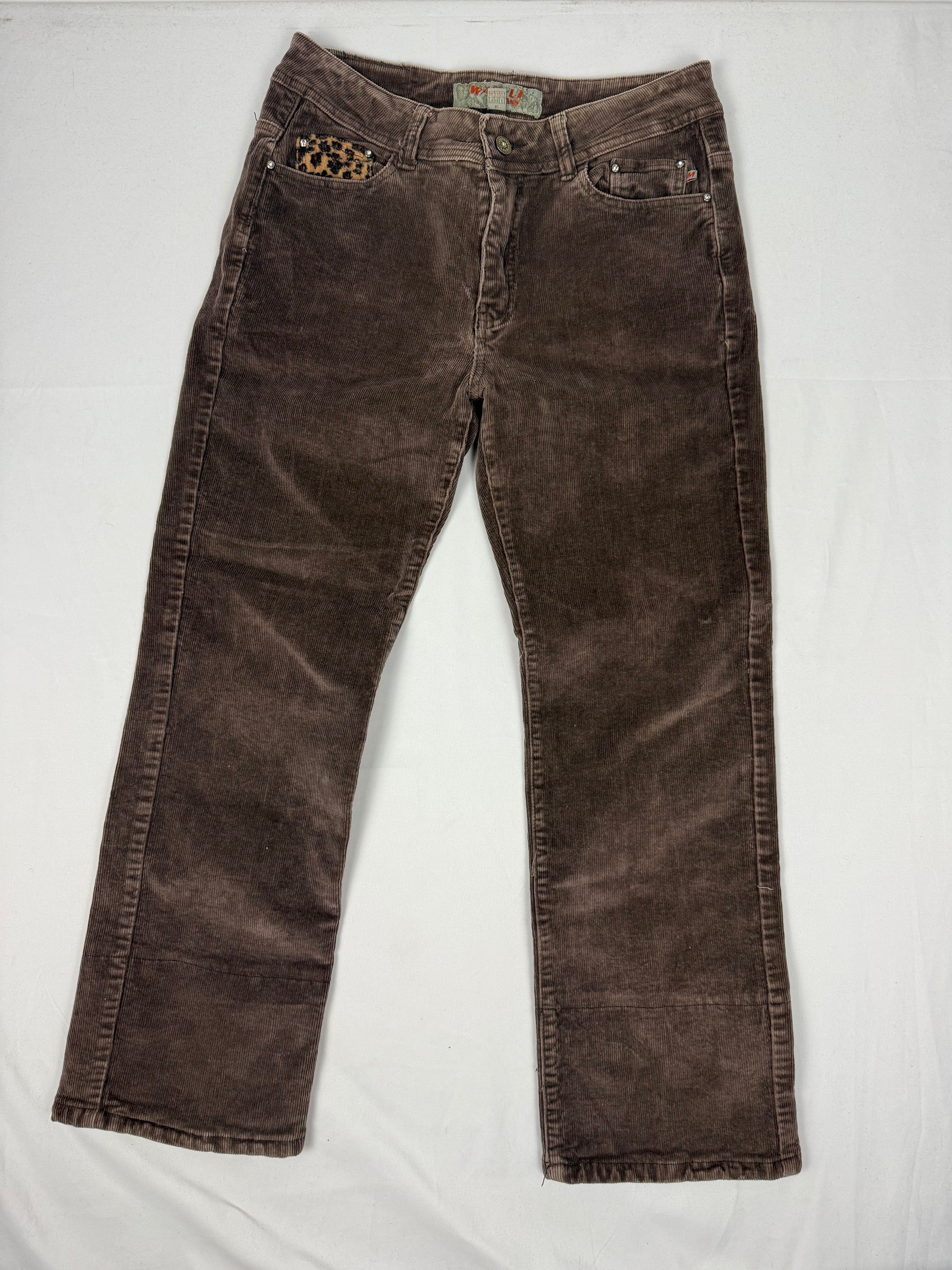 Brown velvet ribbed panther baggy pants (M)