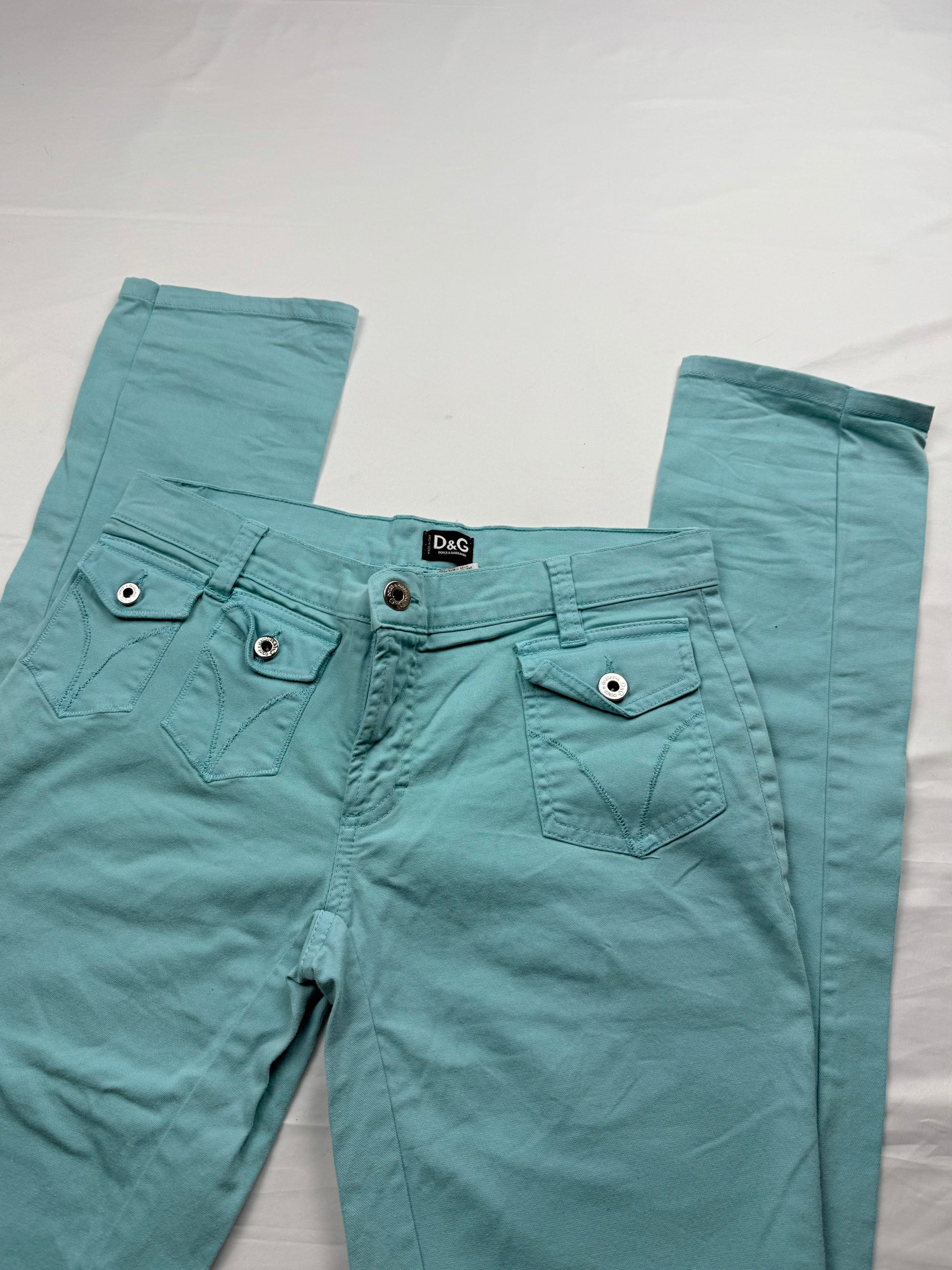 Blue denim low rise skinny pants (S)