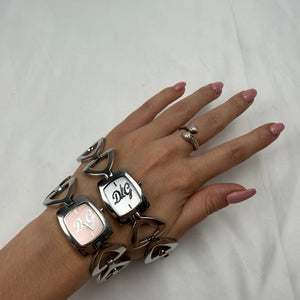 Vintage silver inox bracelet jewelry watch