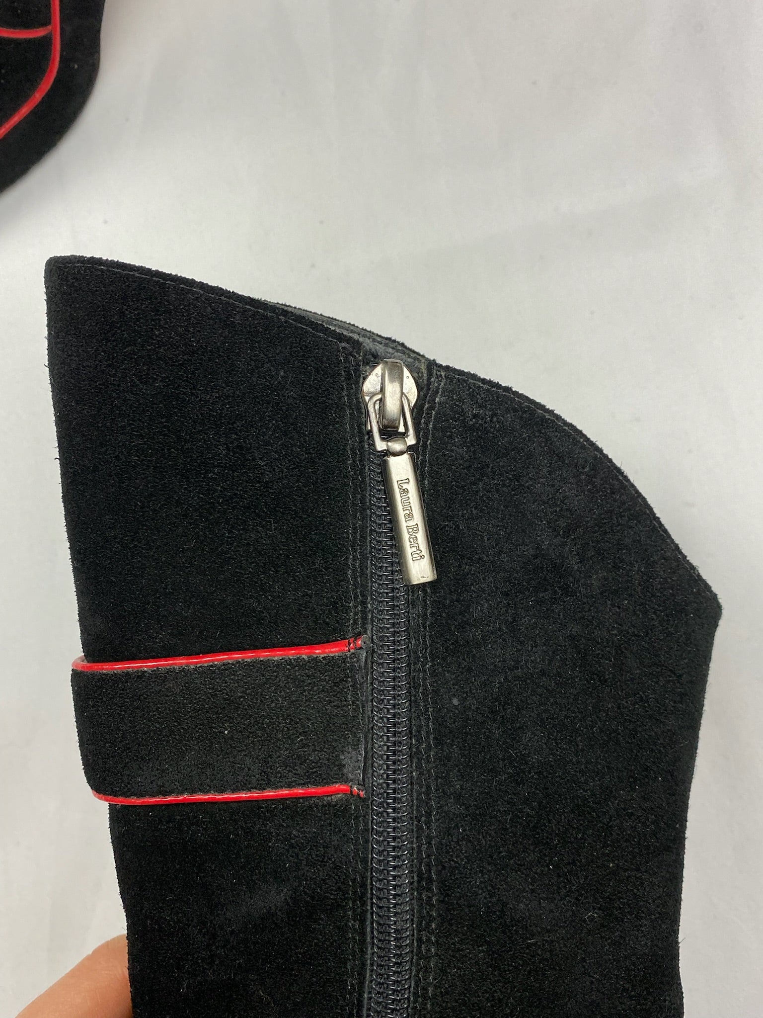 Black suede leather pointed toes boots (37)