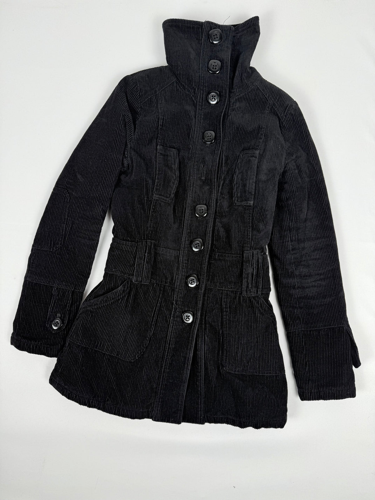 Trench-coat en velours côtelé noir (S)