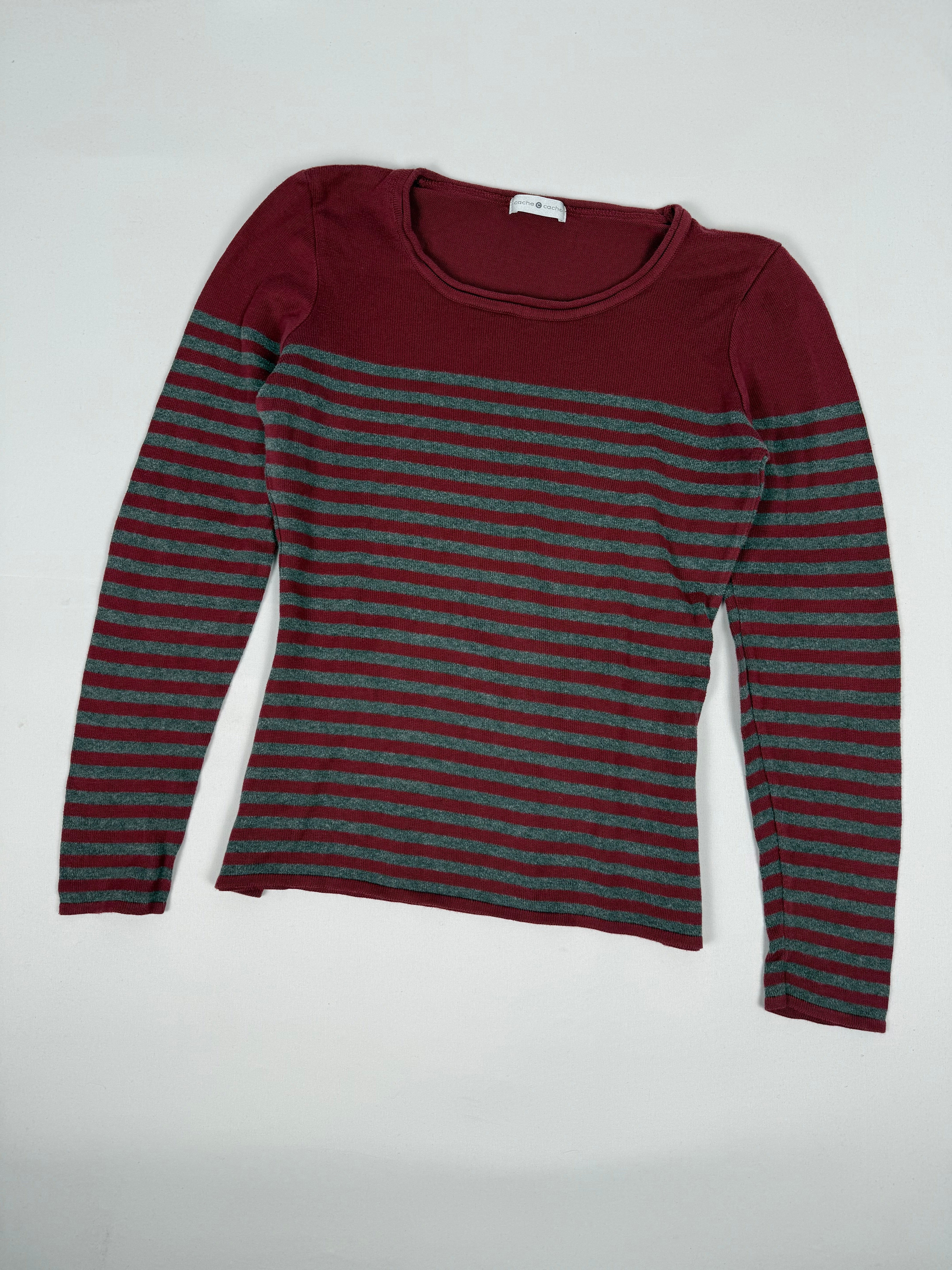 Pull en coton à rayures rouges (L)