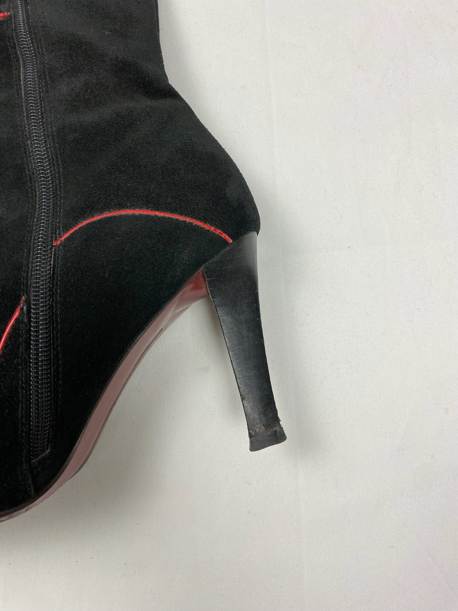 Black suede leather pointed toes boots (37)
