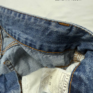 Blue denim low rise baggy pants (M)