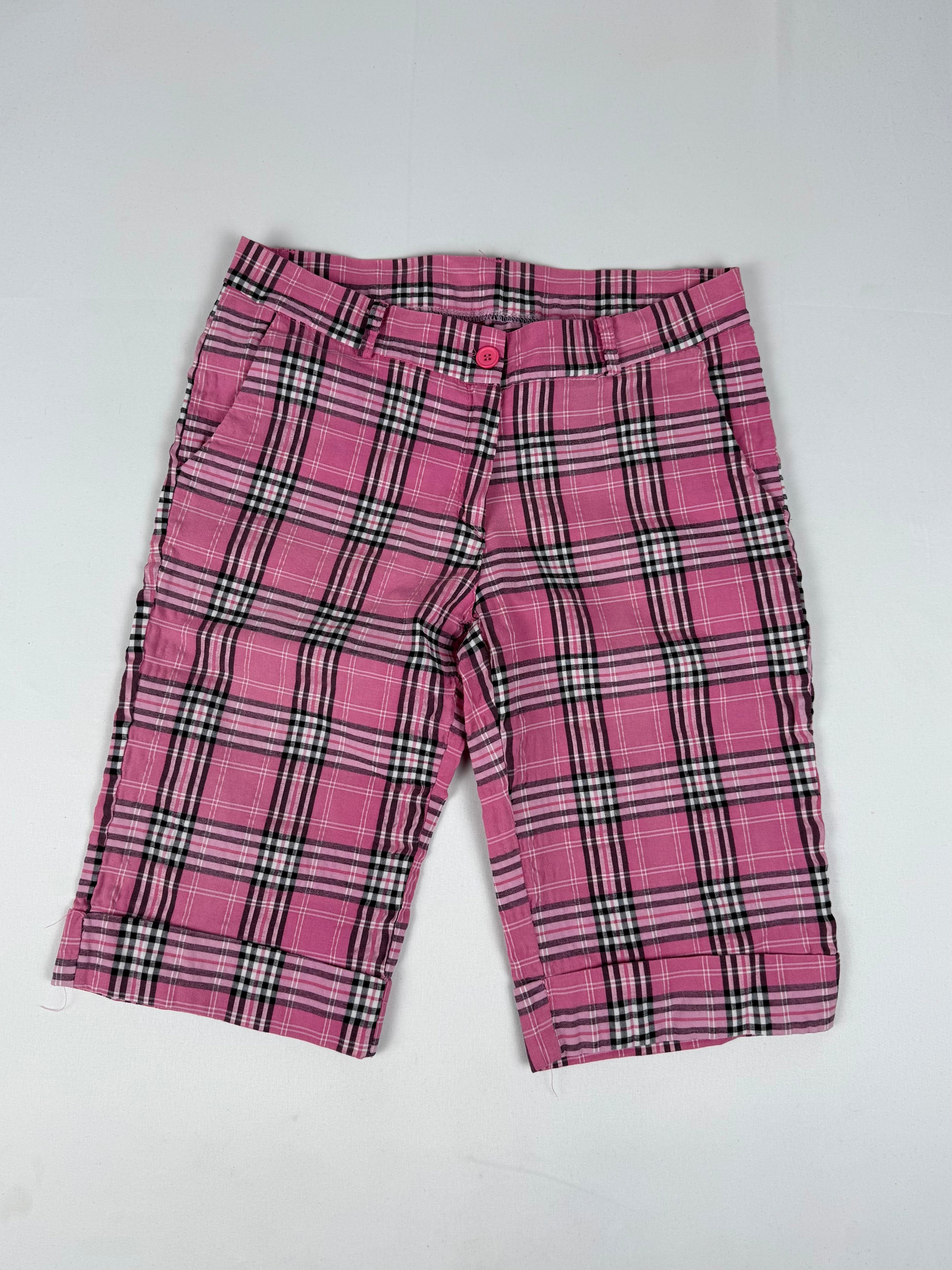 Pink check print low rise mid short (S/M)