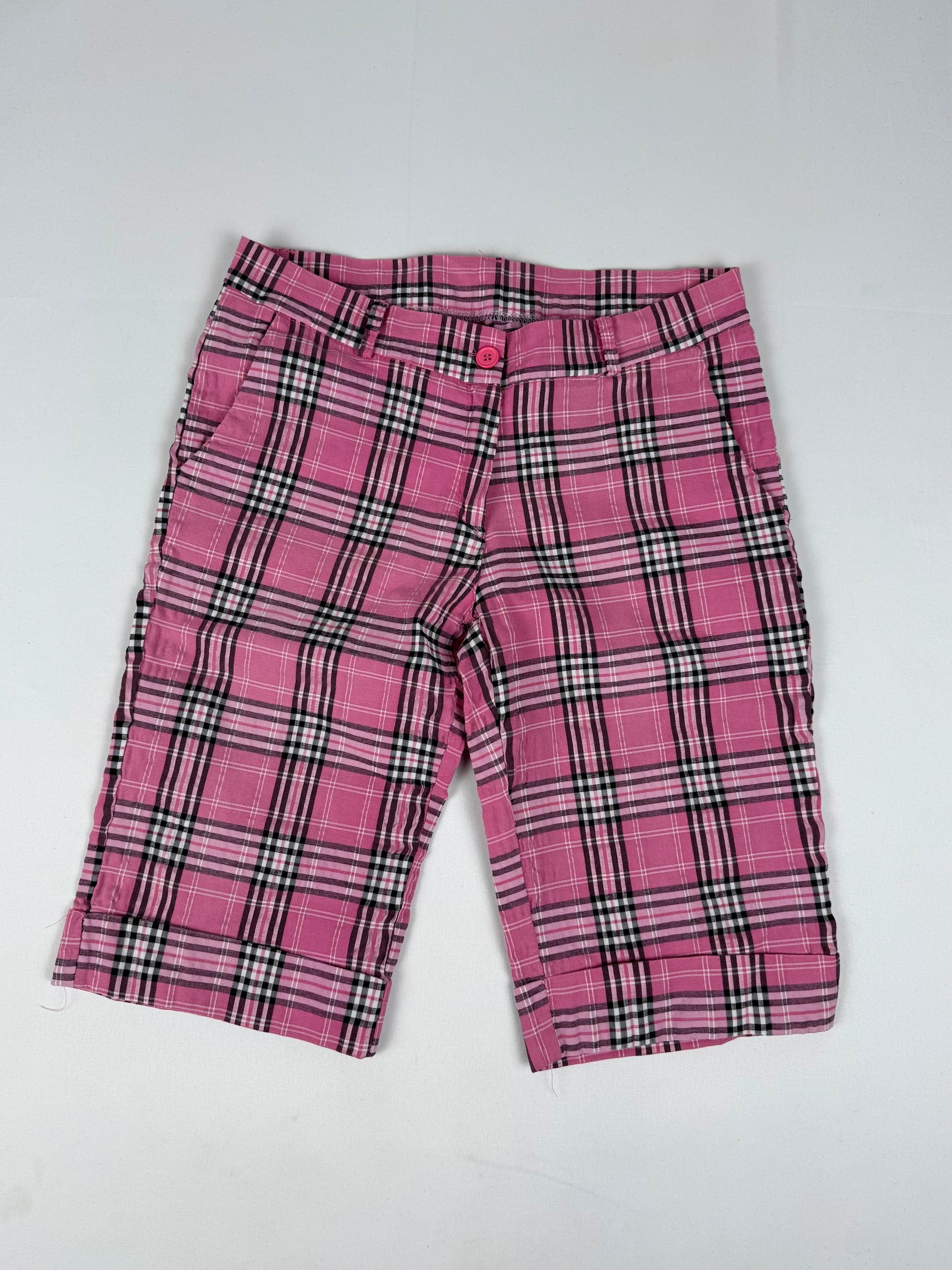 Pink check print low rise mid short (S/M)