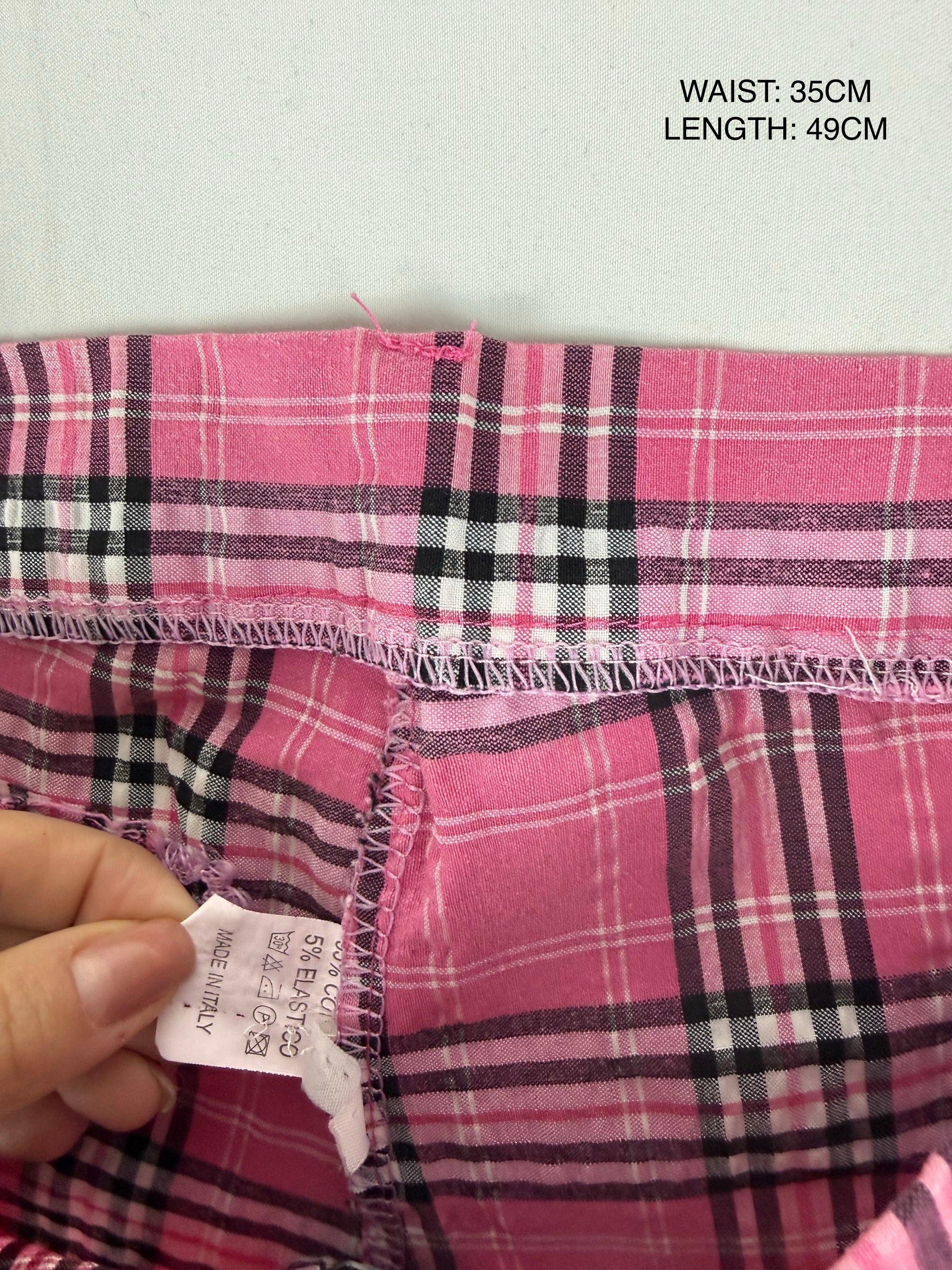 Pink check print low rise mid short (S/M)