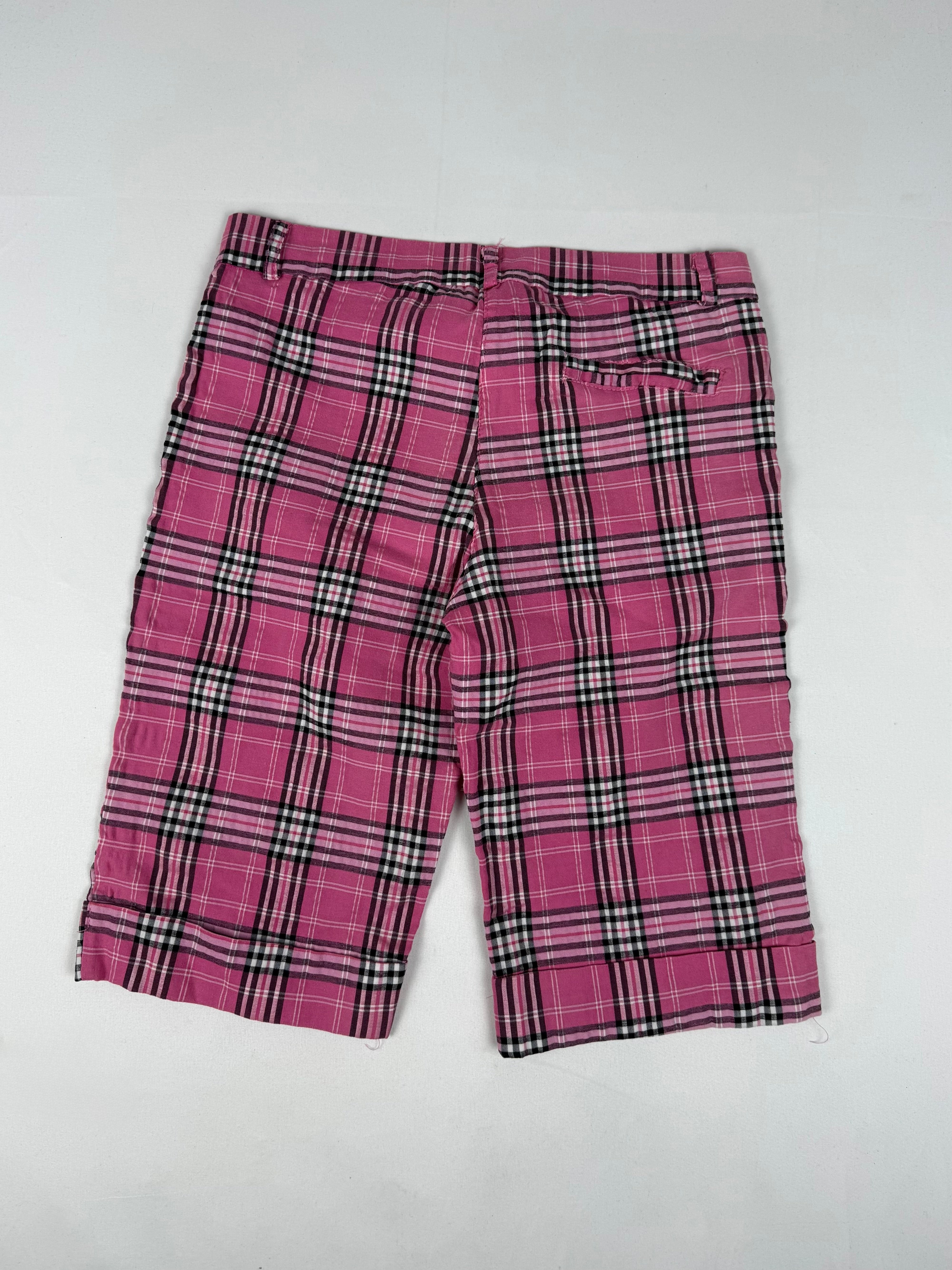 Pink check print low rise mid short (S/M)