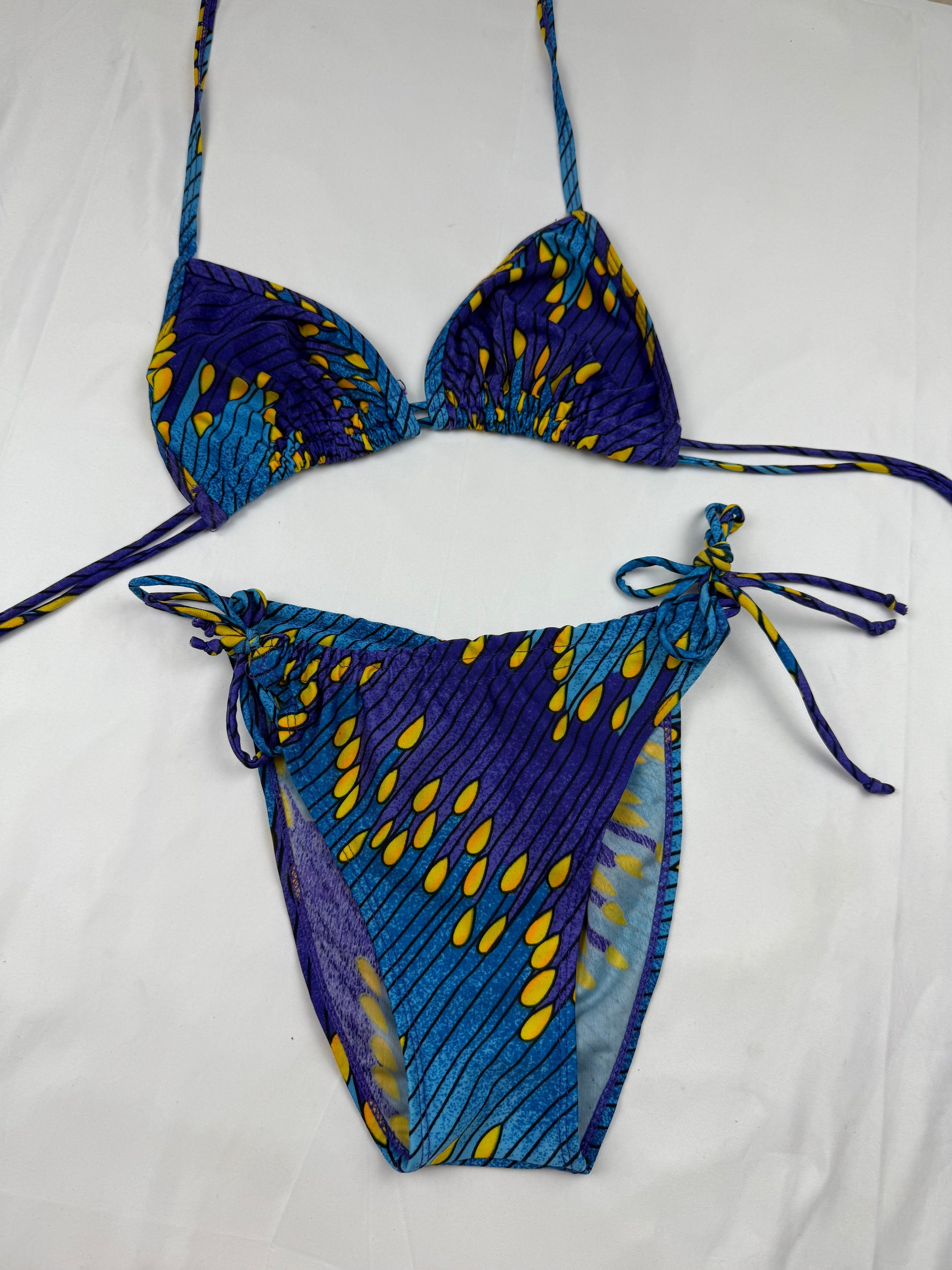 Blue graphic ajustable bikini set (M)
