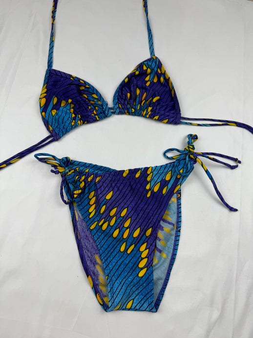 Blue graphic ajustable bikini set (M)