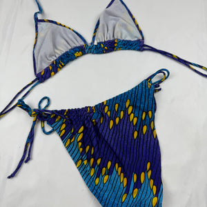 Blue graphic ajustable bikini set (M)