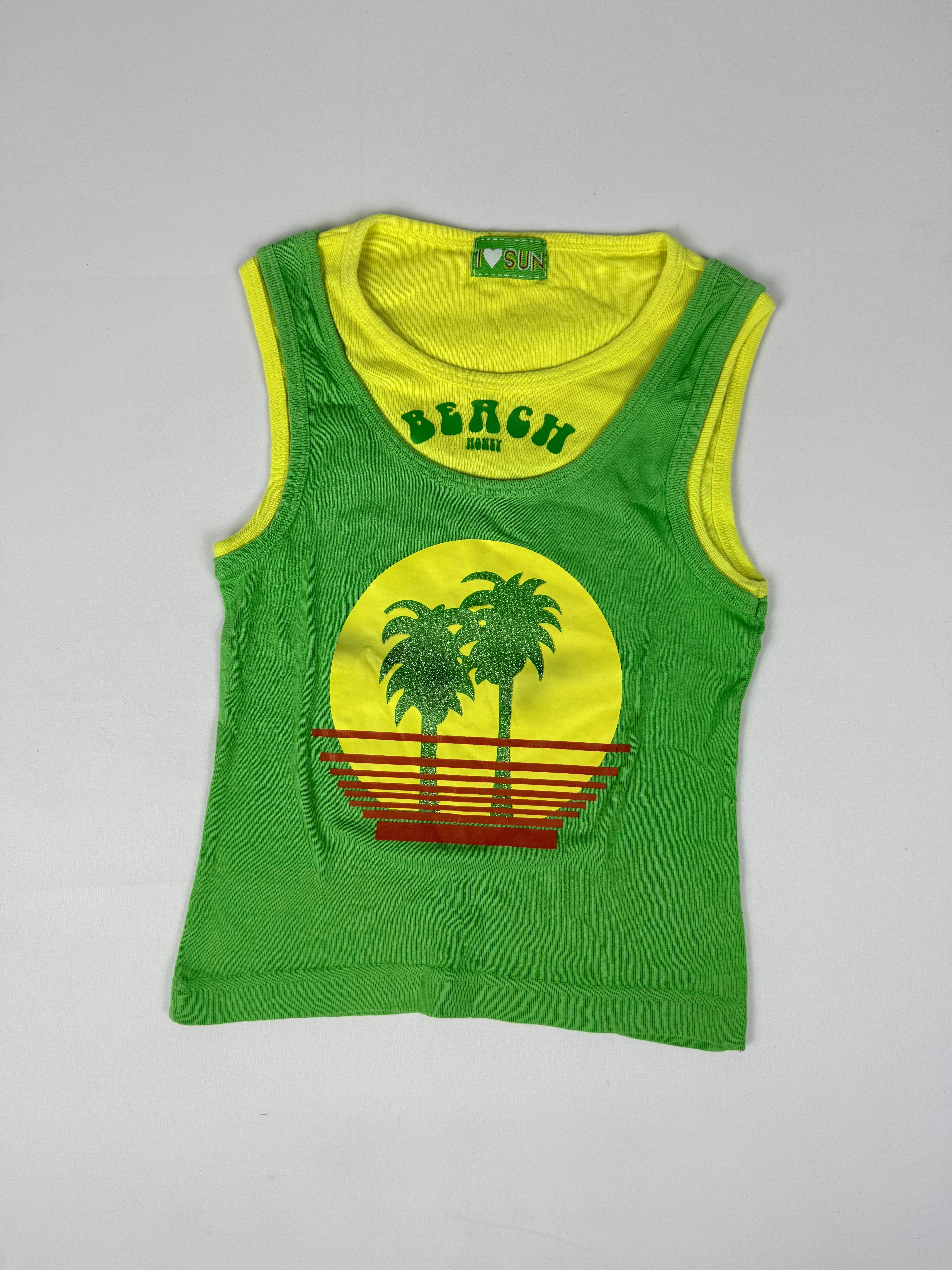 Green graphic 100% cotton top (XS/S)