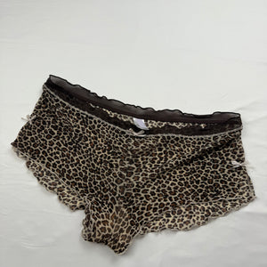 Beige panther print mesh cami top + shorty set (S/M)