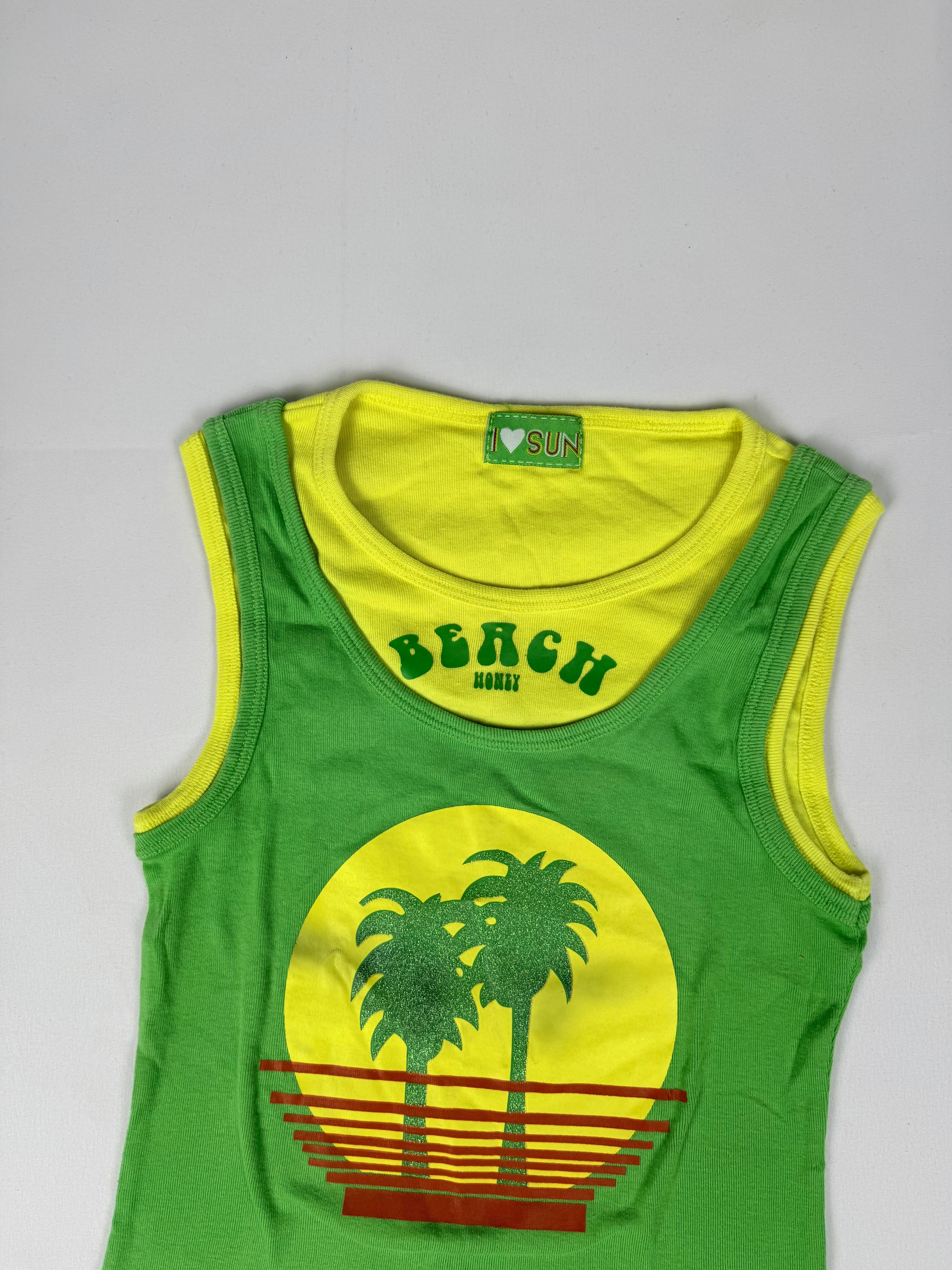 Green graphic 100% cotton top (XS/S)