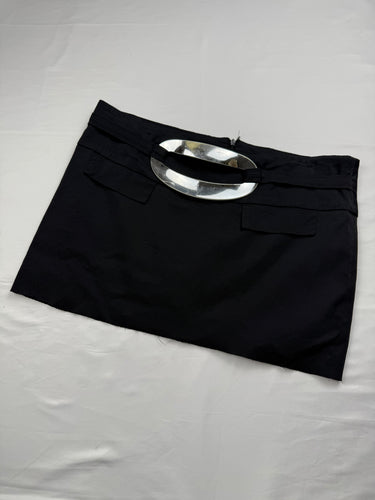 Black buckle belt mini skirt (XL)