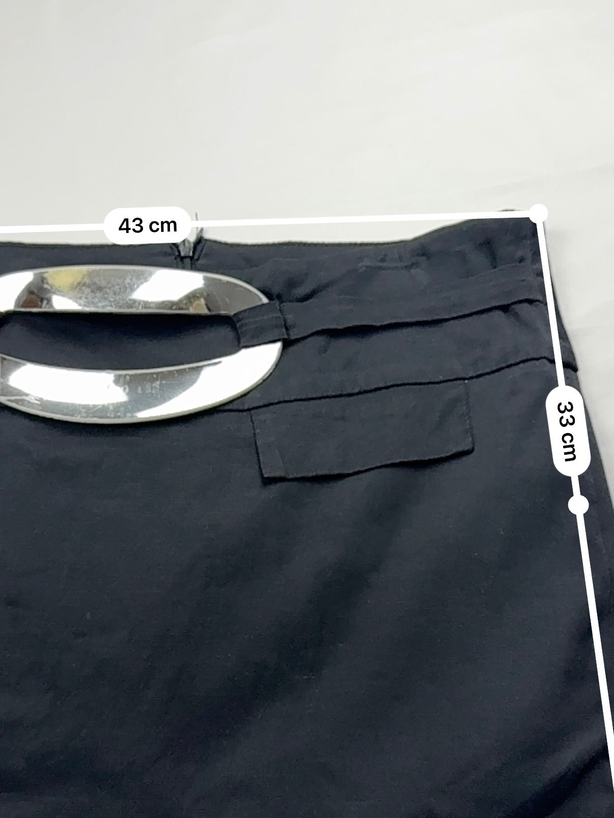 Black buckle belt mini skirt (XL)