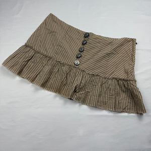 Beige striped cotton pleated mini skirt (M)