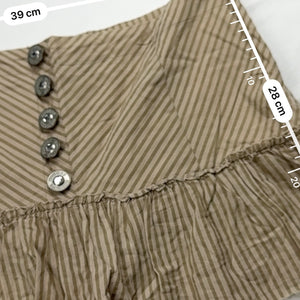 Beige striped cotton pleated mini skirt (M)