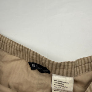 Beige striped cotton pleated mini skirt (M)