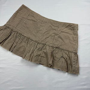 Beige striped cotton pleated mini skirt (M)