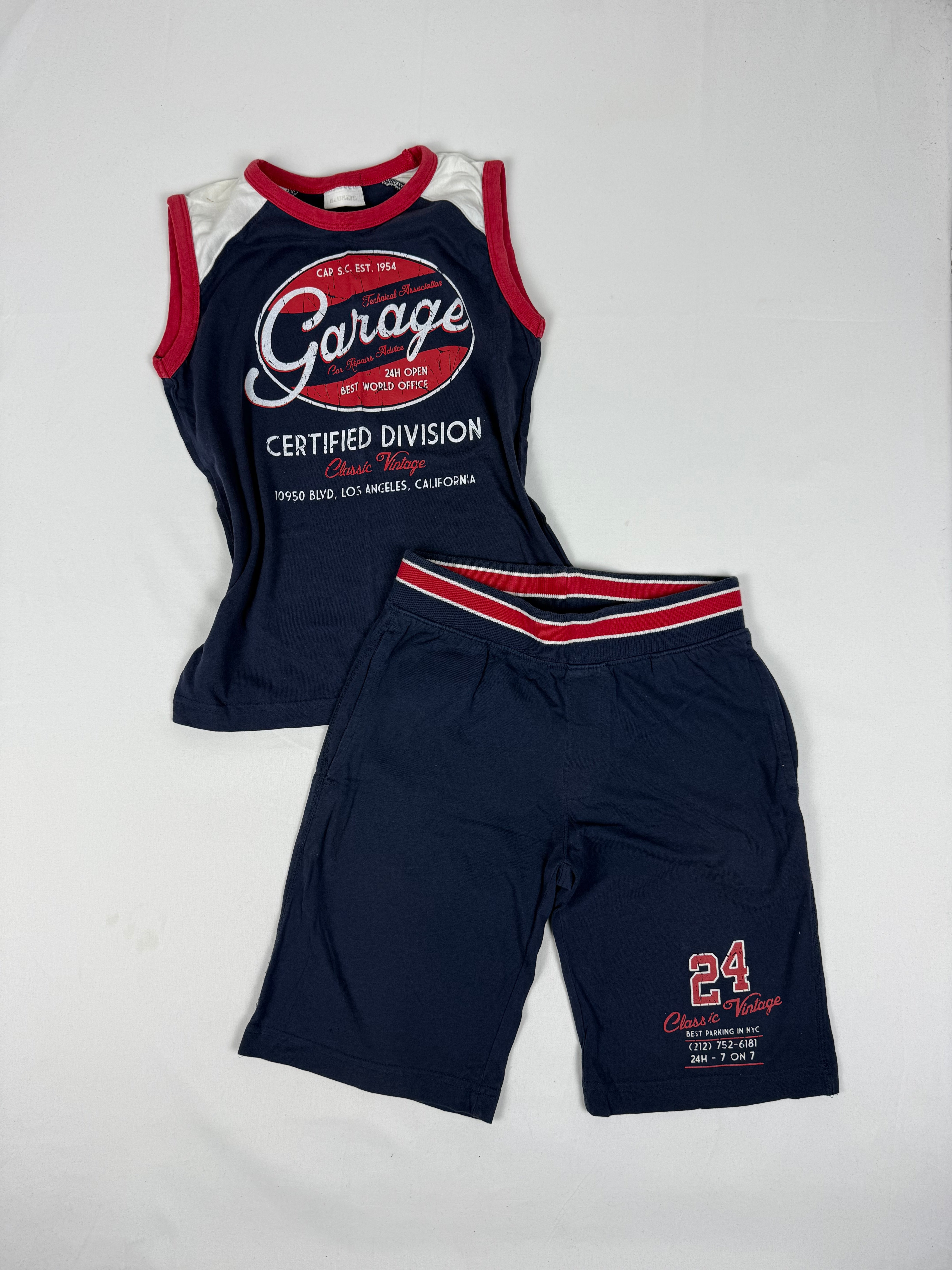 Navy activewear low rise shorts + top set (XS/S)
