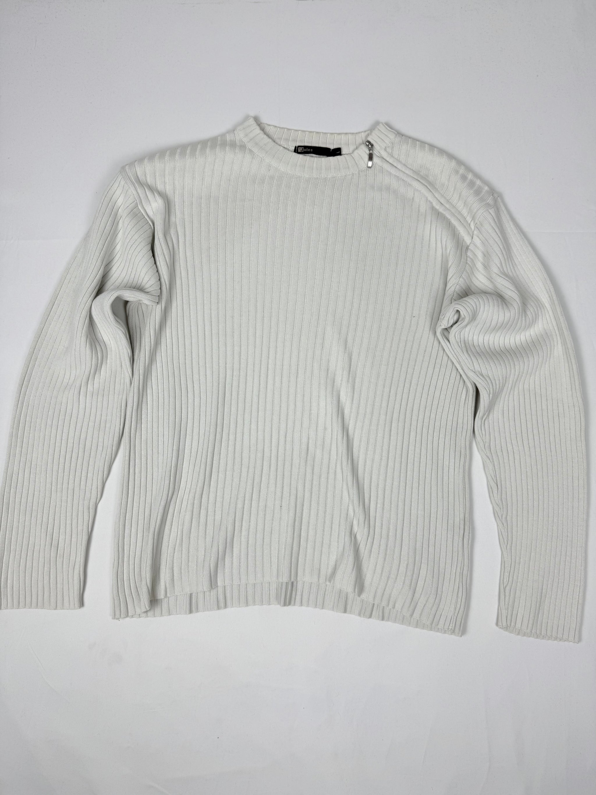 White zip up ribbed jumper (XL)