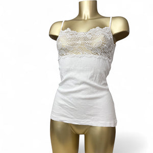 White cotton tight fit babydoll cami top (S/M)