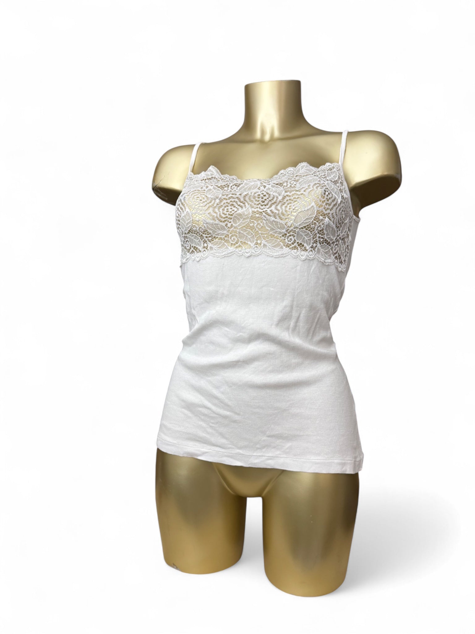 White cotton tight fit babydoll cami top (S/M)