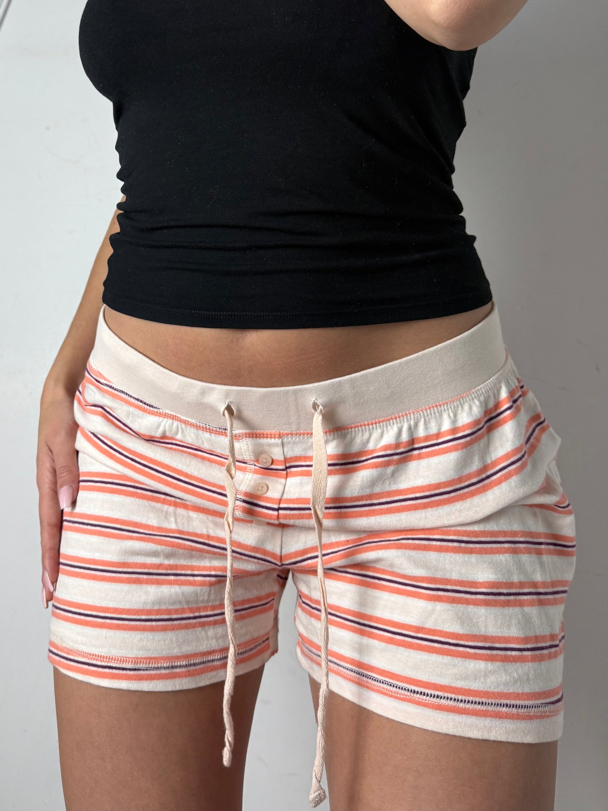 Orange striped low rise cotton mini short (L/XL)