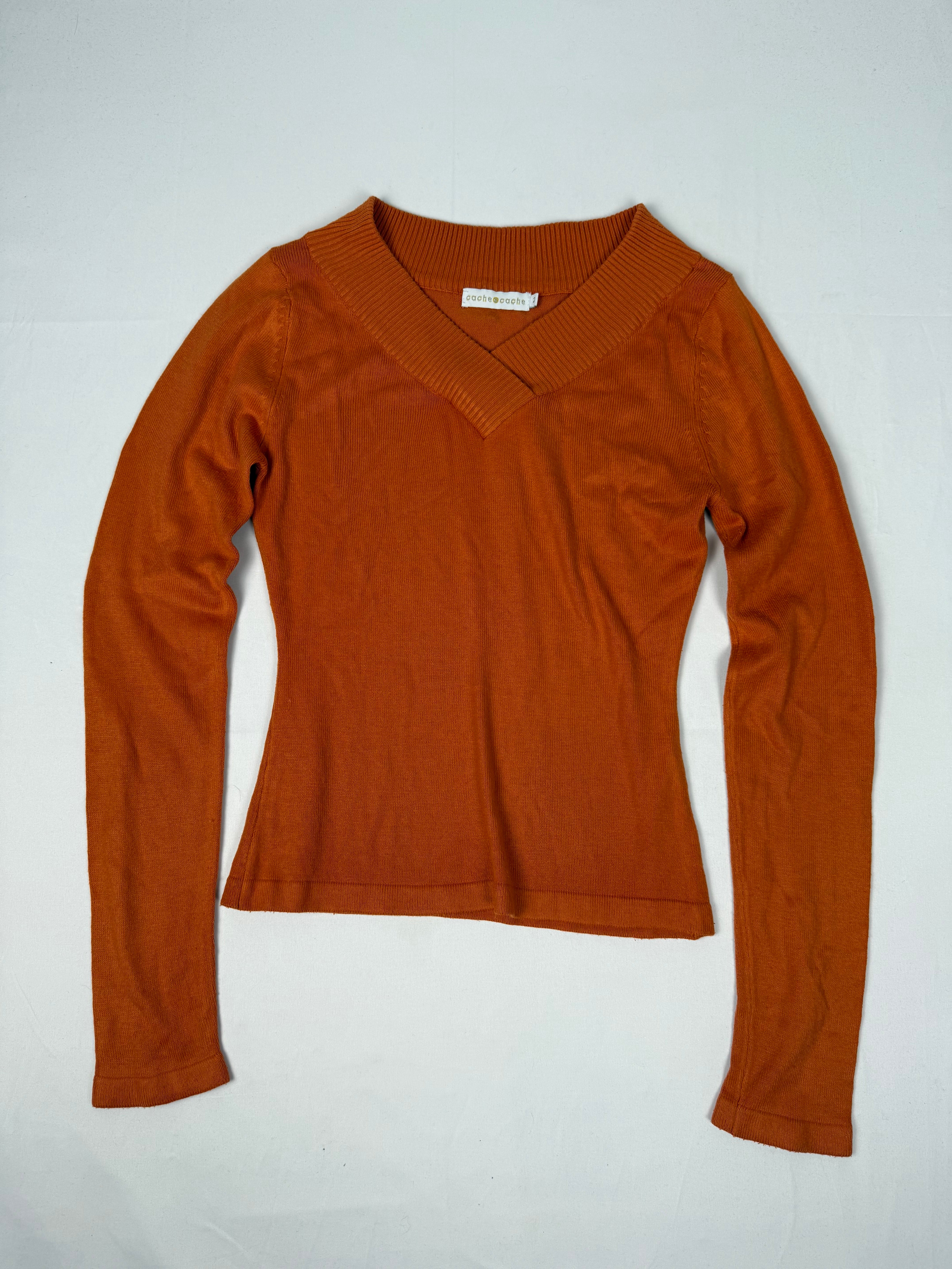 Orange V neck jumper (S/M)