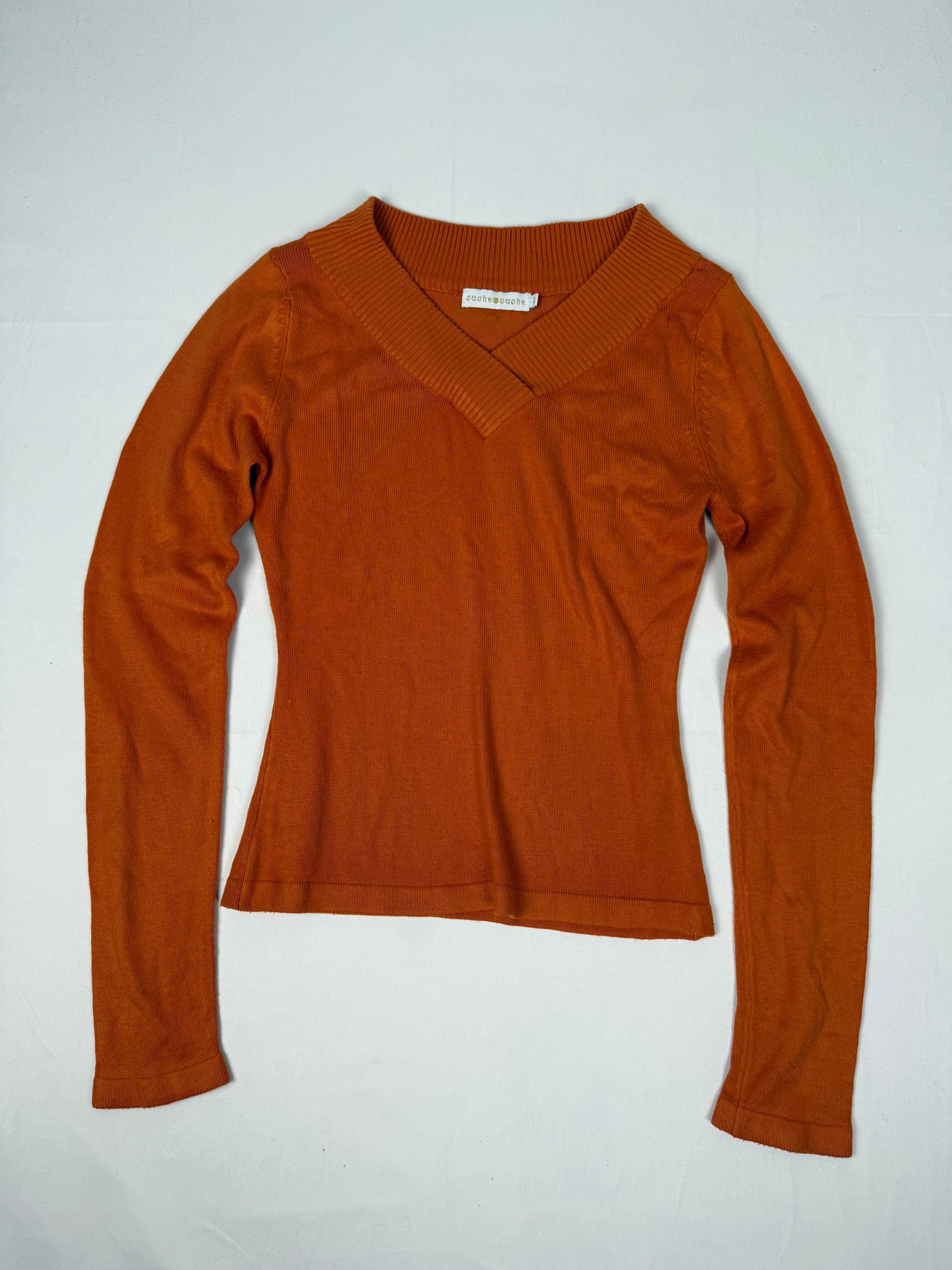 Orange V neck jumper (S/M)