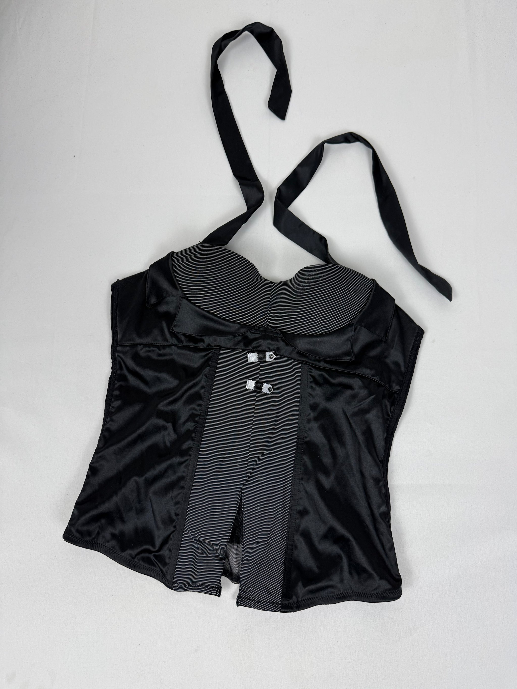 Black mesh corset + thong set (S)