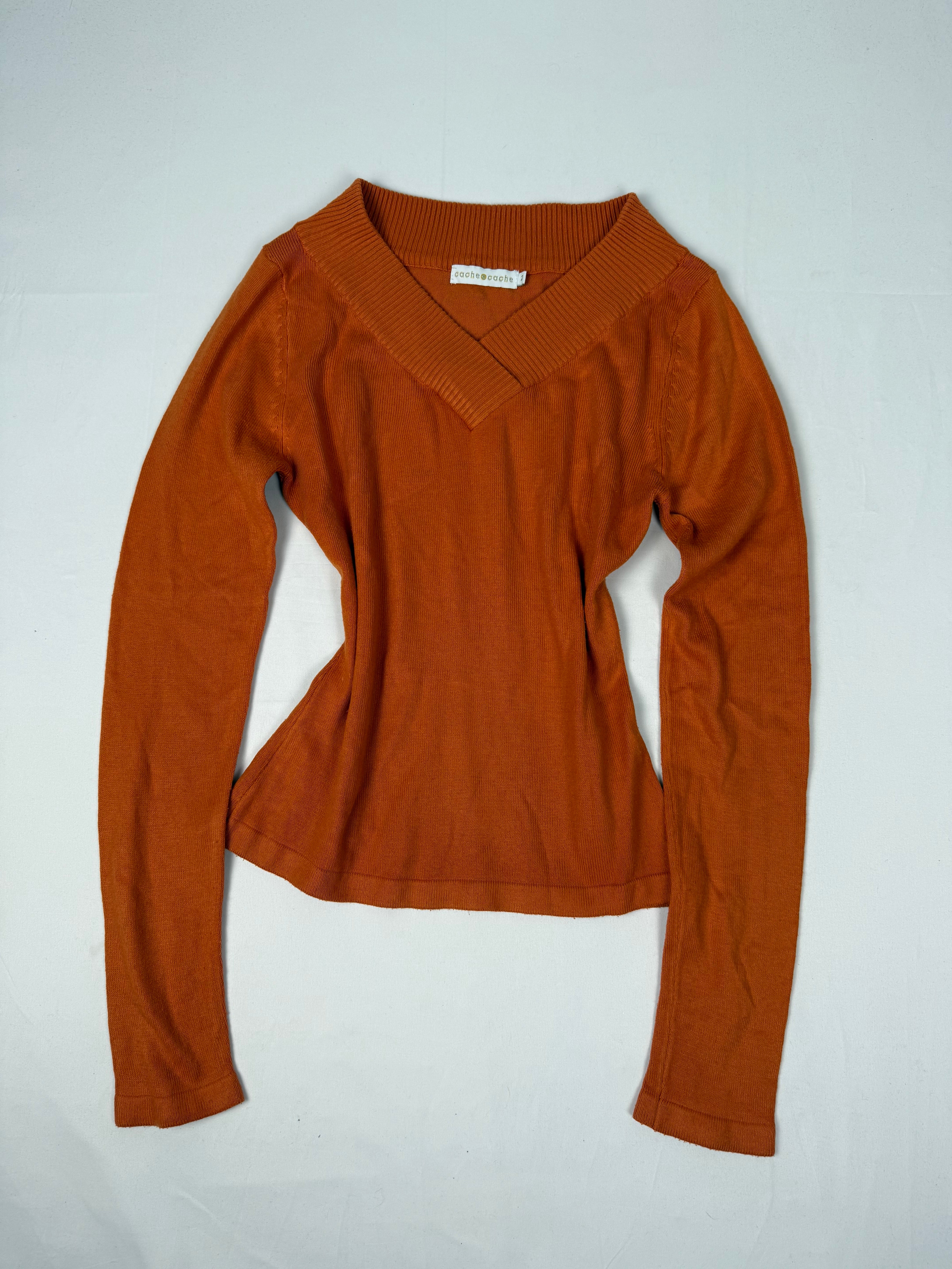 Orange V neck jumper (S/M)