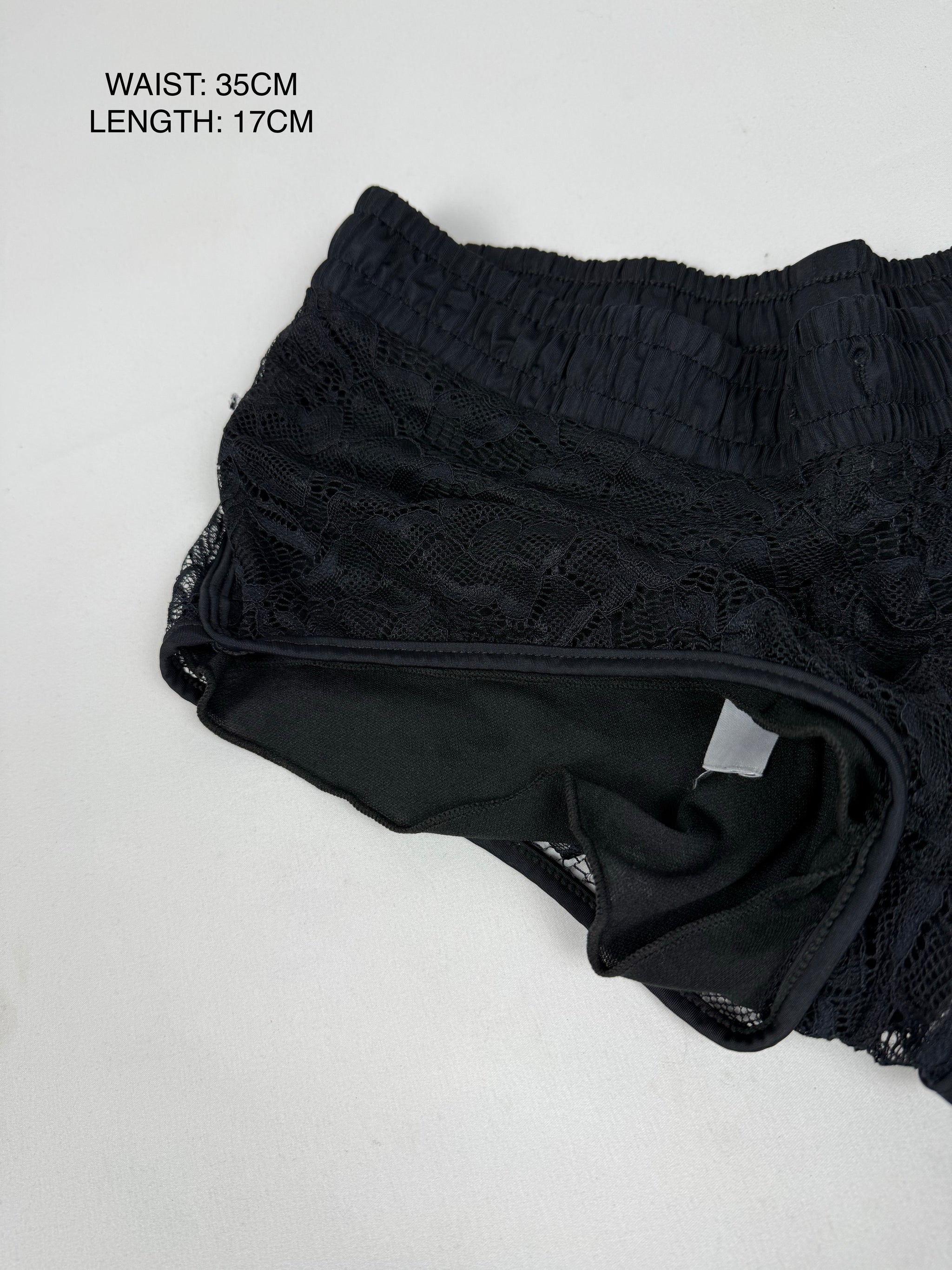 Black mesh lined low rise mini short (S)