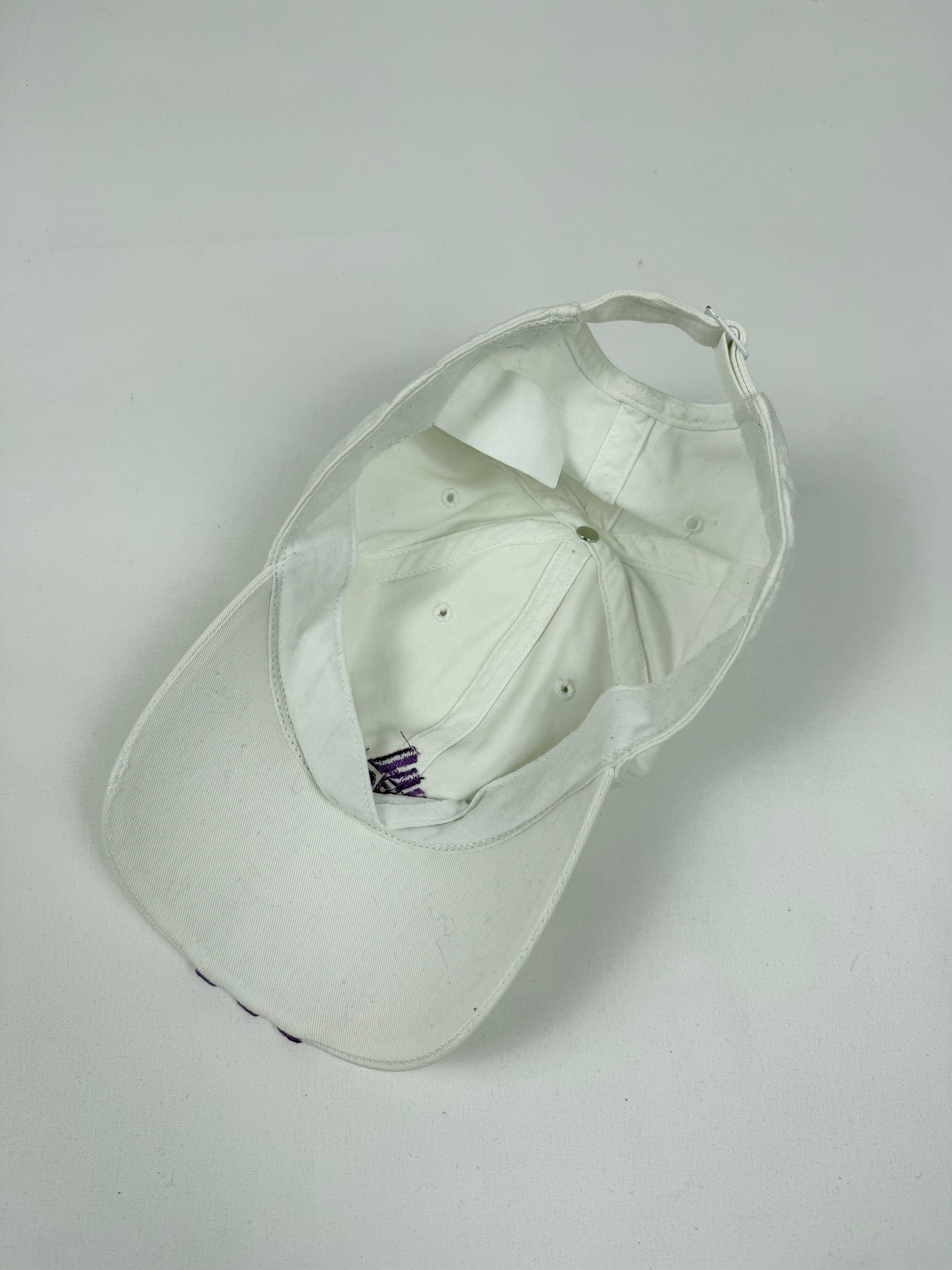 White & purple logo cap