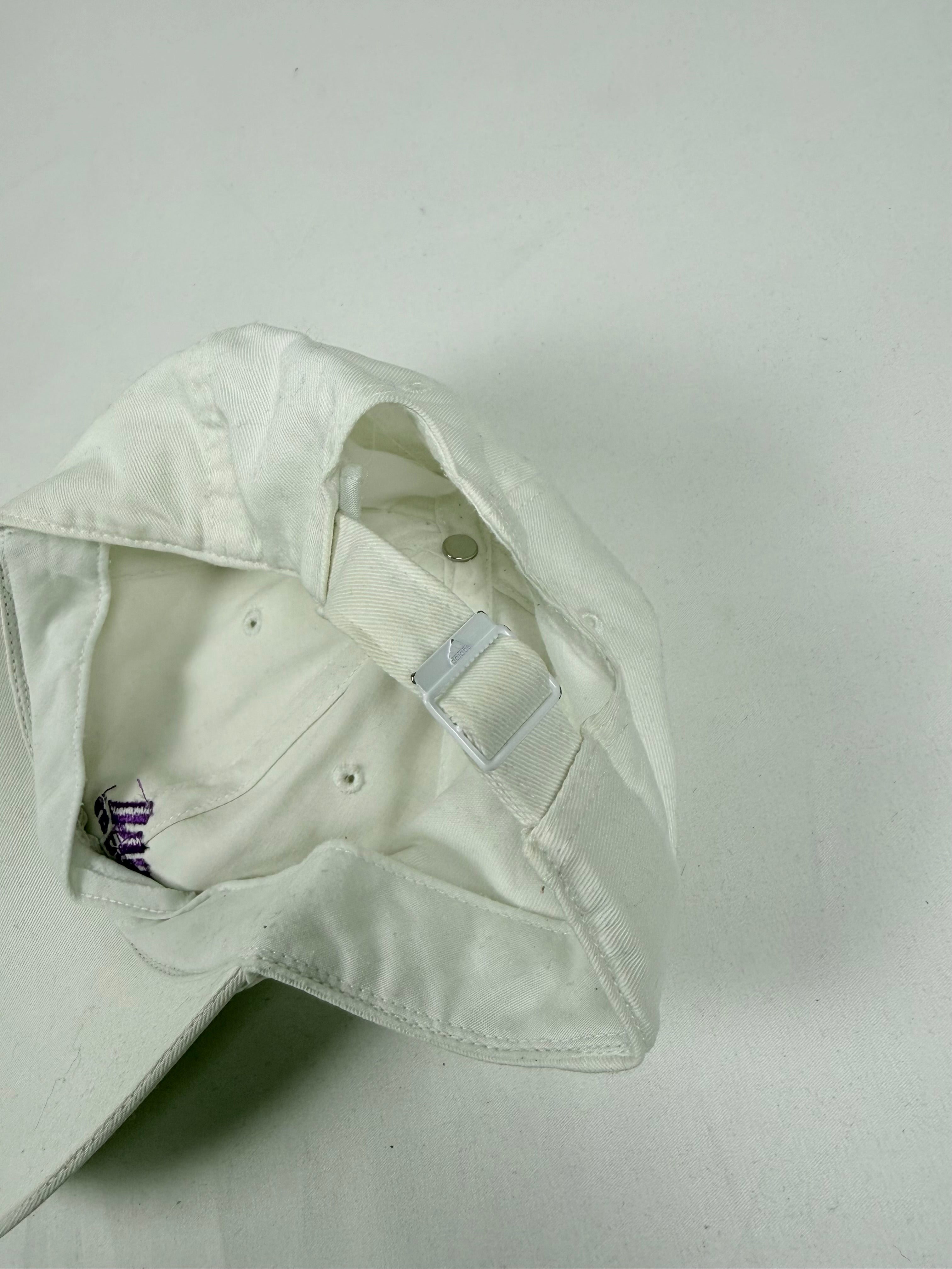 White & purple logo cap