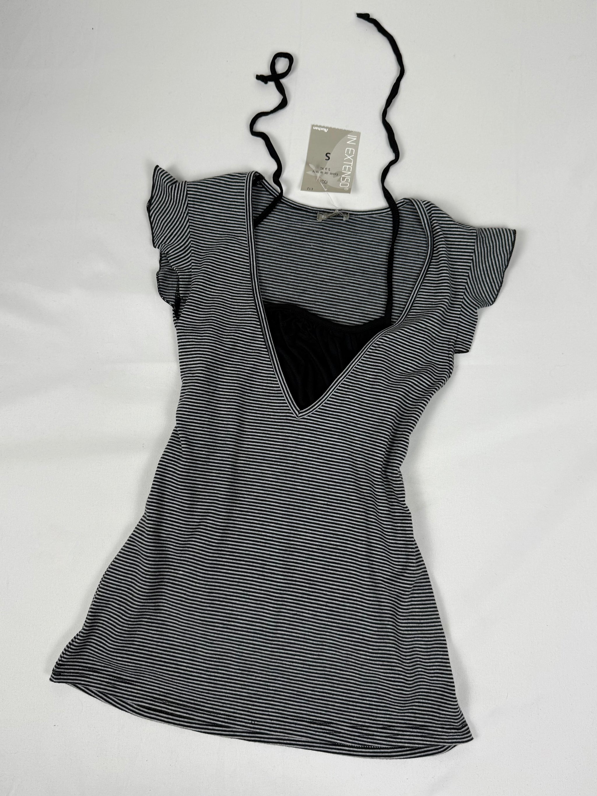 Grey striped 2 in 1 halter tee (S)