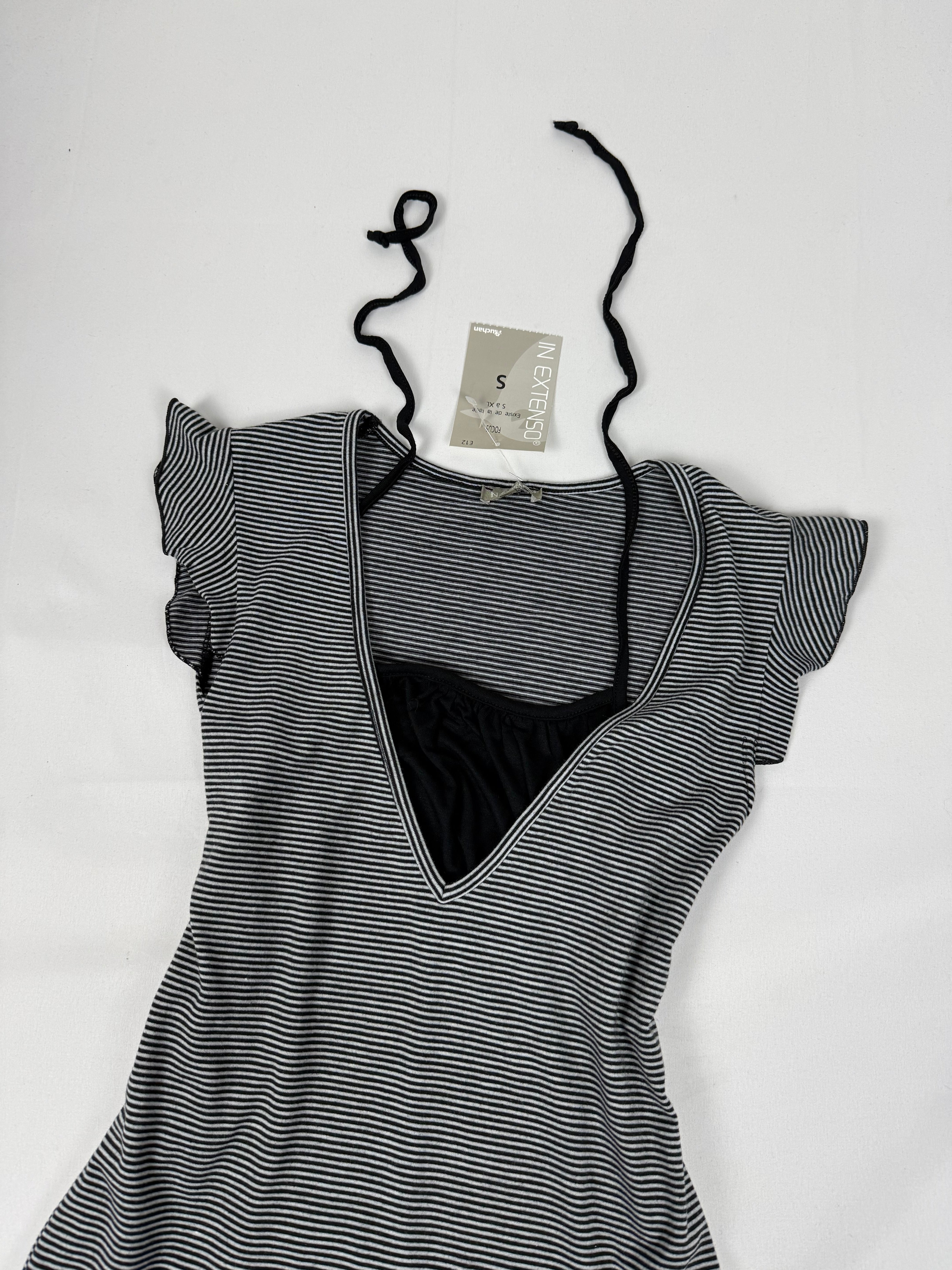 Grey striped 2 in 1 halter tee (S)